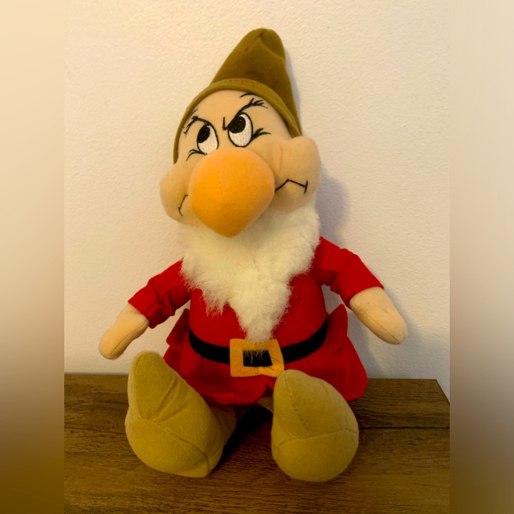 Vintage Disney Snow White And The Seven Dwarfs Grumpy Plush Stuffed Toy 14”